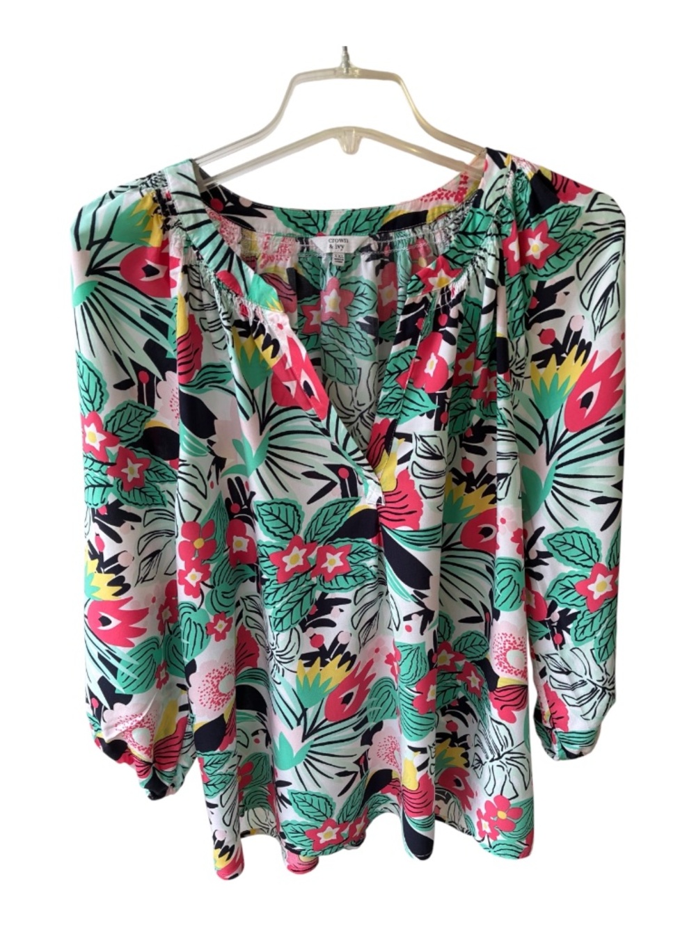 Crown & Ivy Printed Blouse (3/4 Sleeve Length)-Size XXL